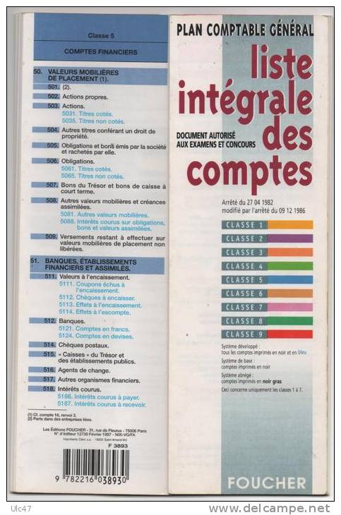 Supplies And Equipment Plan Comptable General Liste Integrale Des Comptes Edition Foucher Scan Verso