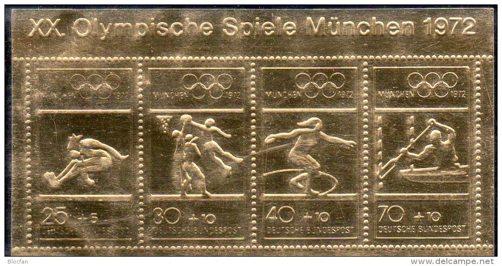 Sommer 1972 Munchen Edition Raritaten In Gold Brd Olympiade Munchen Block 8 50 Mit 23 Karat Feingold Sport 1972 Olympic Sheet Bf Germany