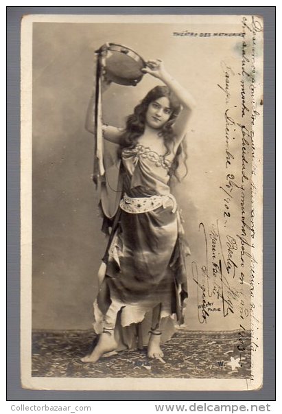 Women Erotic Woman Young Girl Dancer Madia Naked Feet Arablike Theatre Mathurins Ca 1900 Original Postcard Cpa Ak W4 193