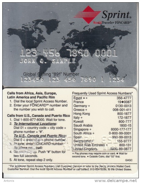 Sprint Usa World Map World Traveler Foncard Sprint Global