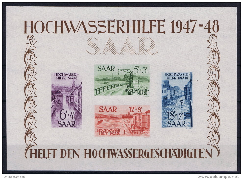 Unused Stamps Saar Sarre Block 1 Mnh 1948 Hochwasserhilfe