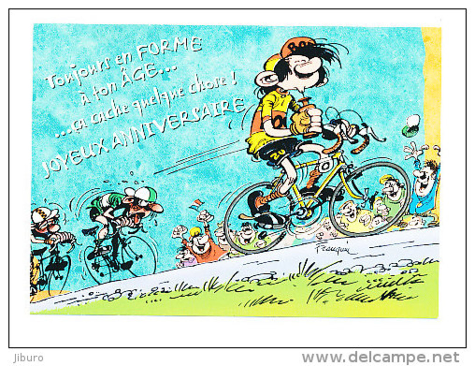 Comics Gaston Lagaffe Joyeux Anniversaire Humour Velo Cyclisme Course Cycliste Bicyclette Bicycle Humor Sport Cp 8 695