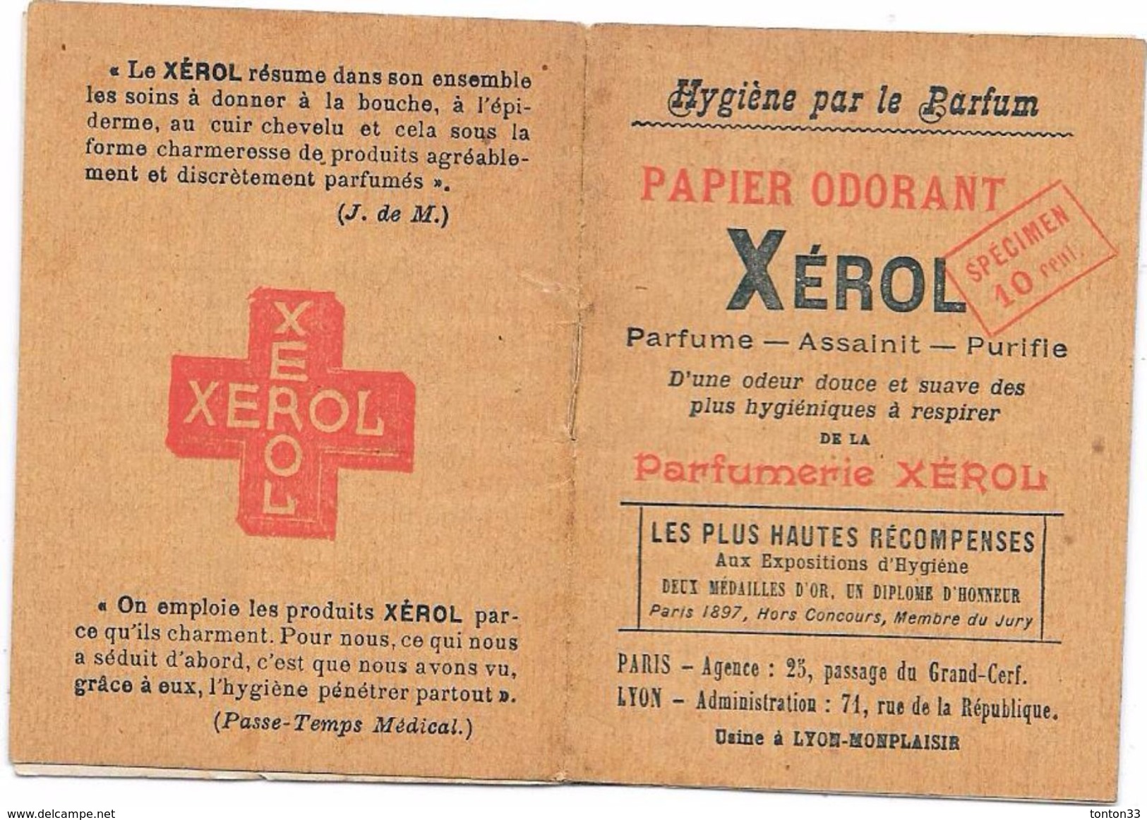sap Bergbeklimmer Gedragen Vintage (until 1960) - PAPIER ODORANT XEROL Hygiène par le Parfum - TON3 -