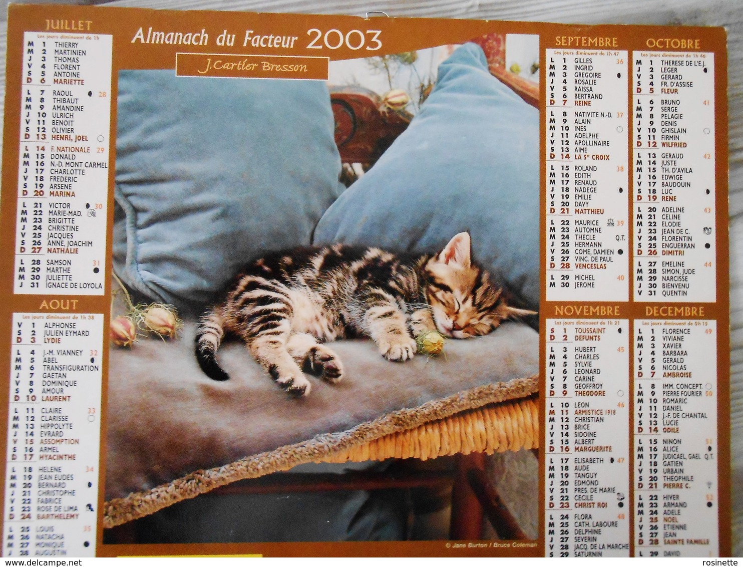 2003 almanach/calendrier J.Cartier 